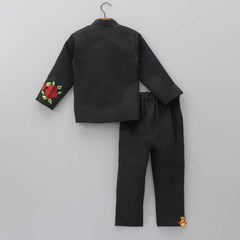 Pre Order: Floral Black Coat And Pant