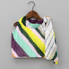 Pre Order: Multicolour Tie Knotted Neck Top With Flared Palazzo