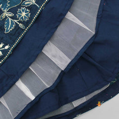Pre Order: Short Sleeves Pleated Neckline Blue Kurti