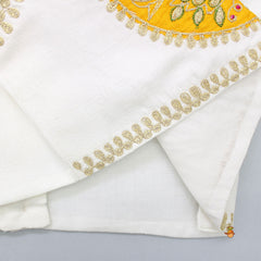 Pre Order: Embroidered Yoke Off White Top And Scalloped Hem Lehenga With Net Dupatta