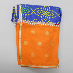 Pre Order: Flared Sleeves Top And Bandhani Printed Sharara With Multicolour Dupatta