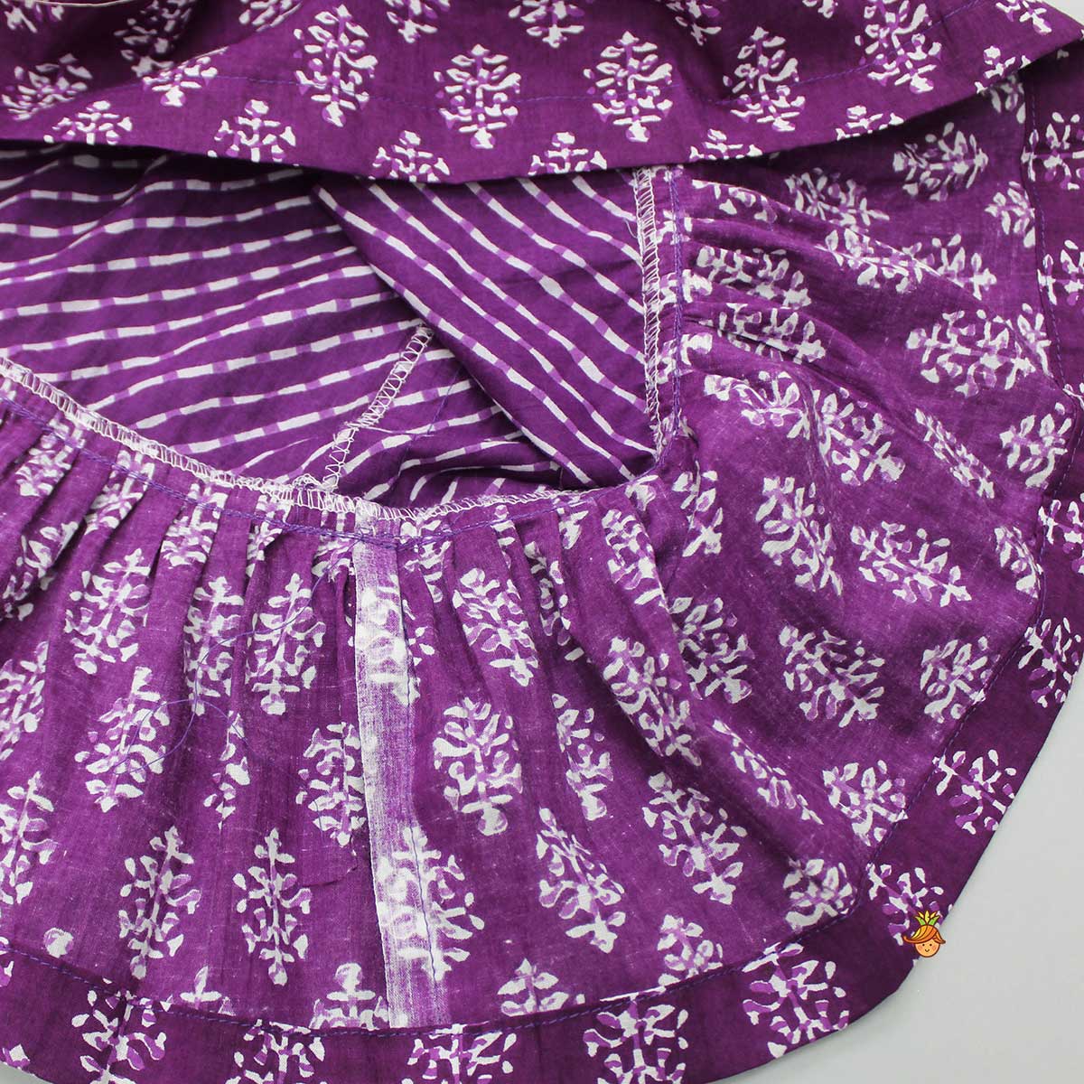 Charming Purple Back Knotted Top And Lehenga