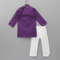 Pre Order: Printed Cotton Purple Kurta And Pyjama