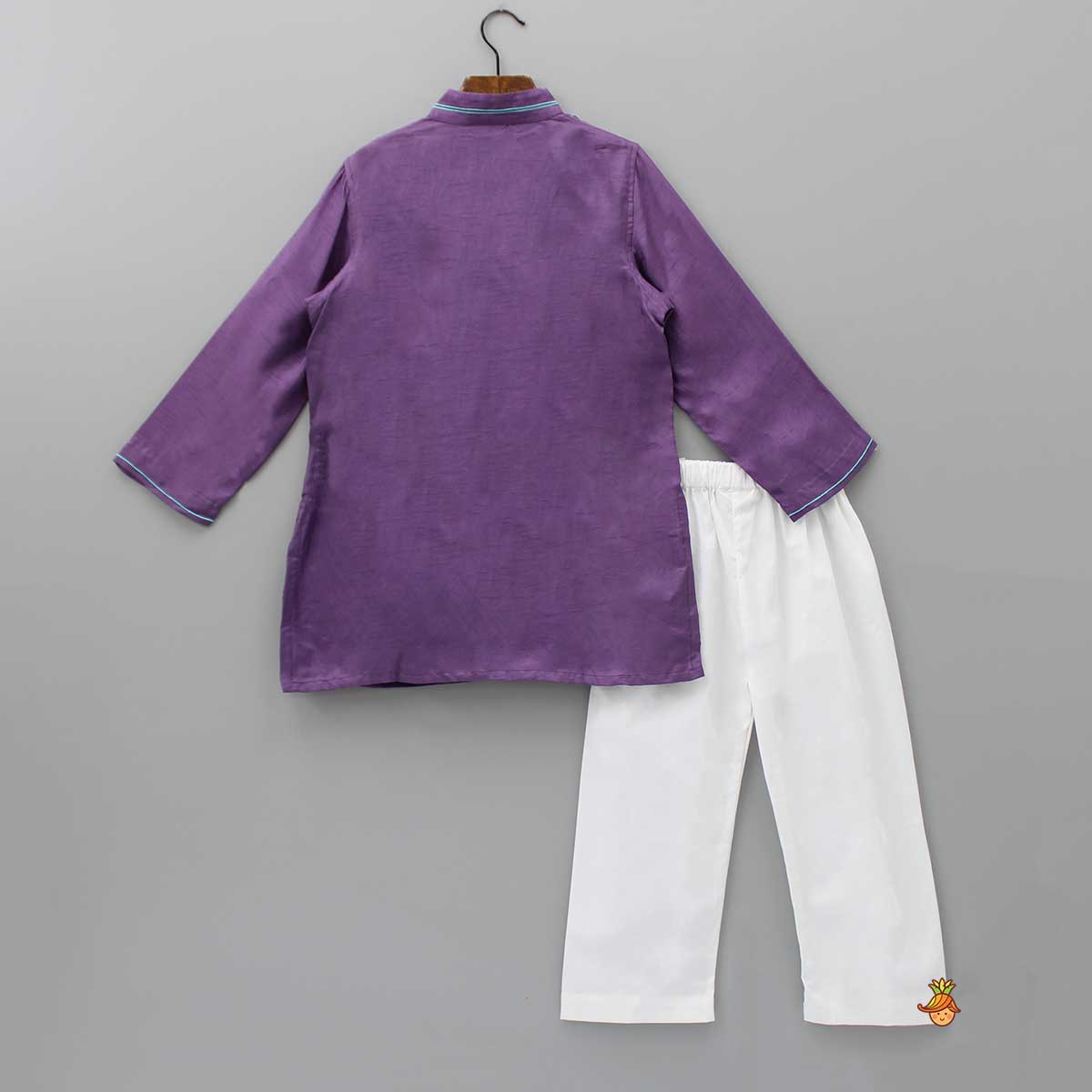 Intricate Hand Work Purple Kurta And Pyjama