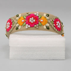 Fancy Multicolour Thread Embroidered Net Hair Band