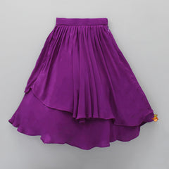 Pre Order: Stylish Overlap Purple Top And Layered Lehenga
