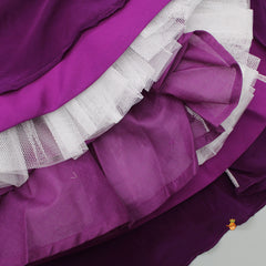 Pre Order: Stylish Overlap Purple Top And Layered Lehenga