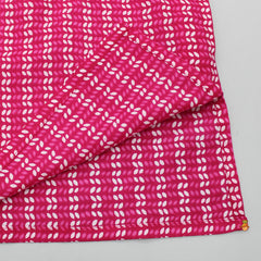 Pre Order: Lace Detail Front Placket Pink Printed Kurta And Pyjama