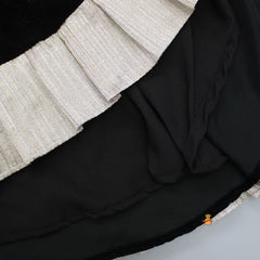 Checks Embroidered Dual Tone Top And Contrasting Tassels Enhanced Black Lehenga With Stylish Net Dupatta