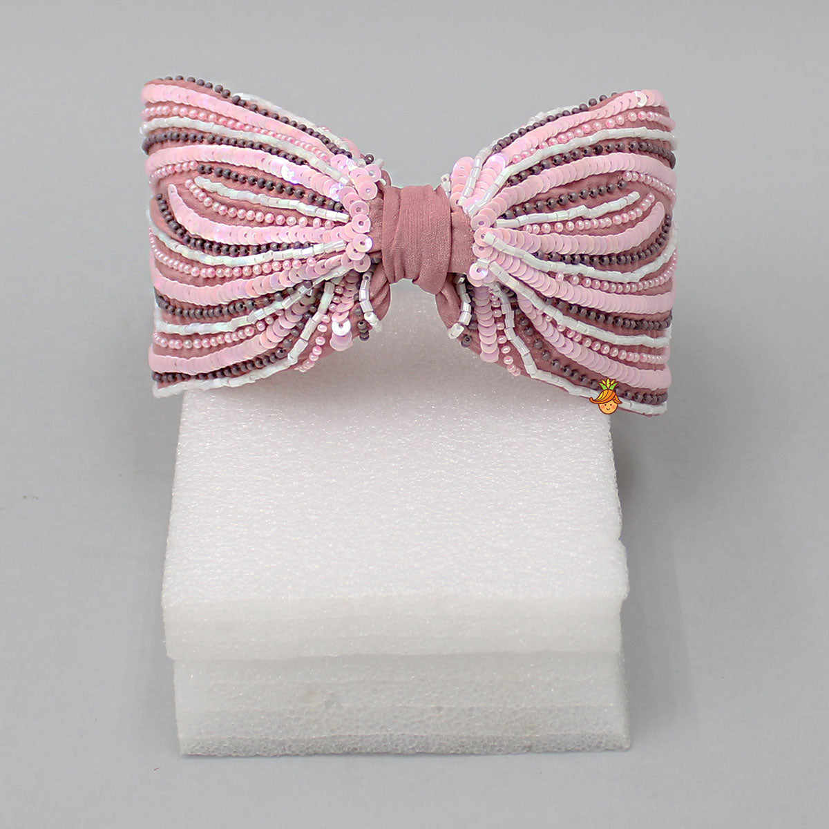 Peach Embroidered Knot Detail Hair Band