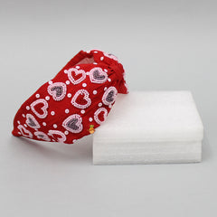Red Cute Sweet Heart Embroidered Hair Band