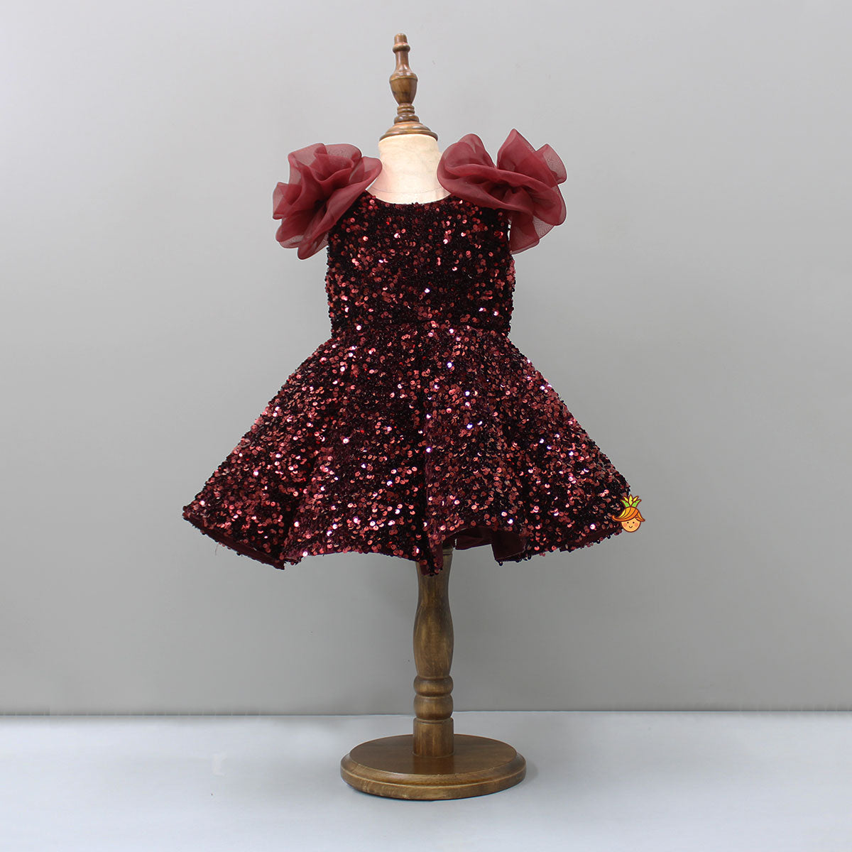 Pre Order: Sequined Velvet Maroon Dress