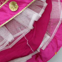 Pre Order: Gota Lace Detail Charming Pink Top And Lehenga With Net Dupatta