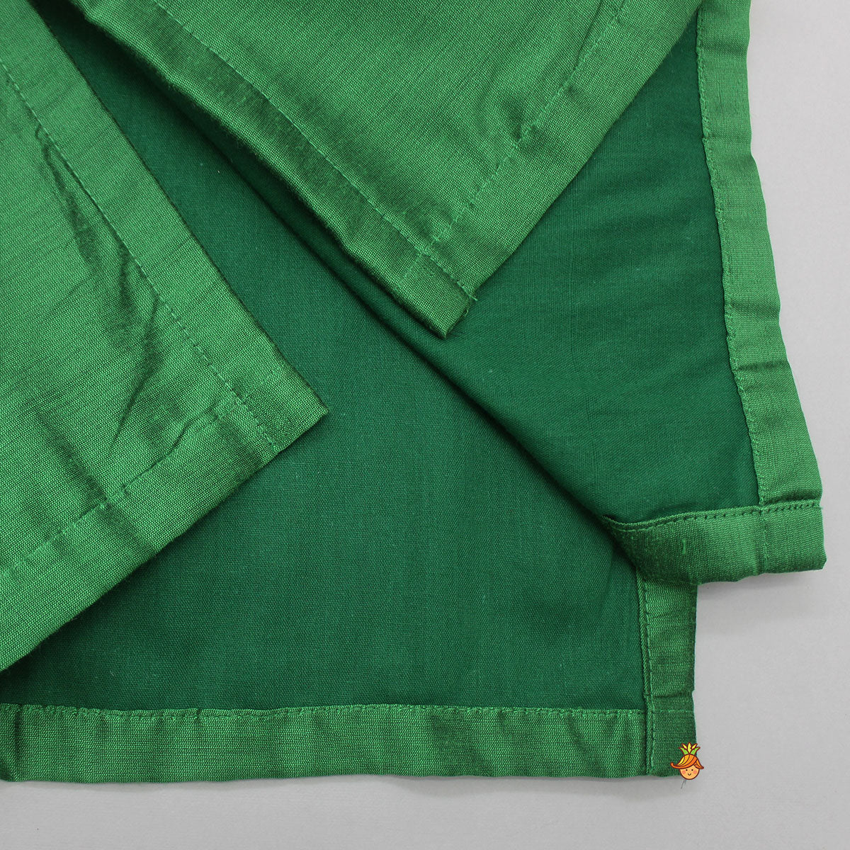 Attached Brocade Flap Green Kurta And Pyjama