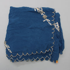 Pre Order: Gota Work Pleated Neckline Blue Kurti And Sharara With Dupatta