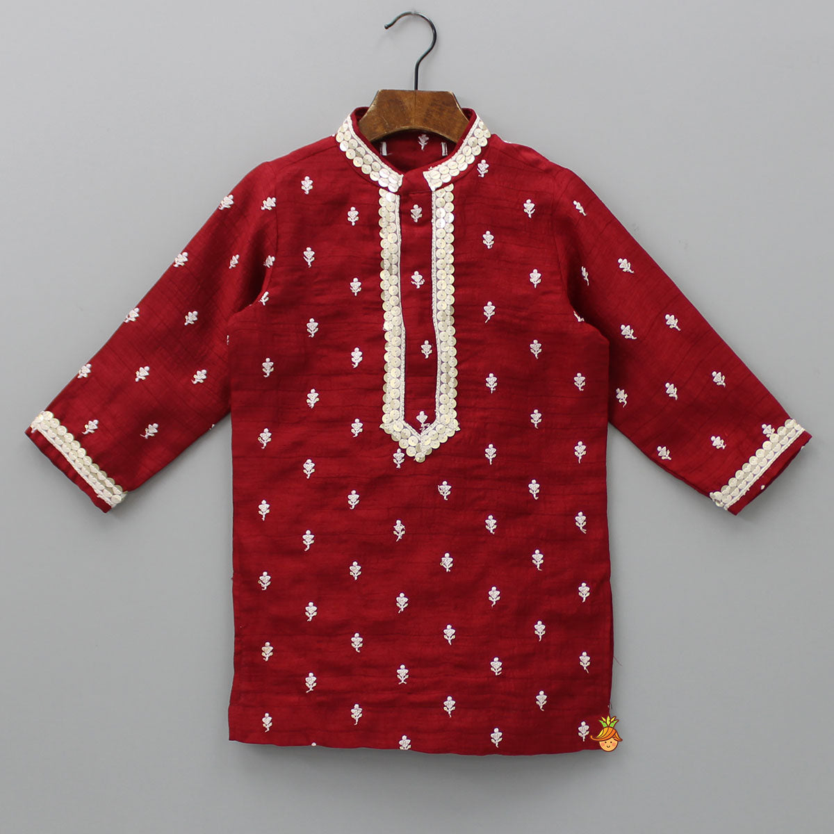 Maroon Embroidered Kurta With Pyjama