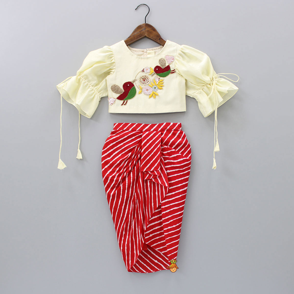 Yellow & Red Shibori print peplum kurta and dhoti pant set –  folkcultureclothing
