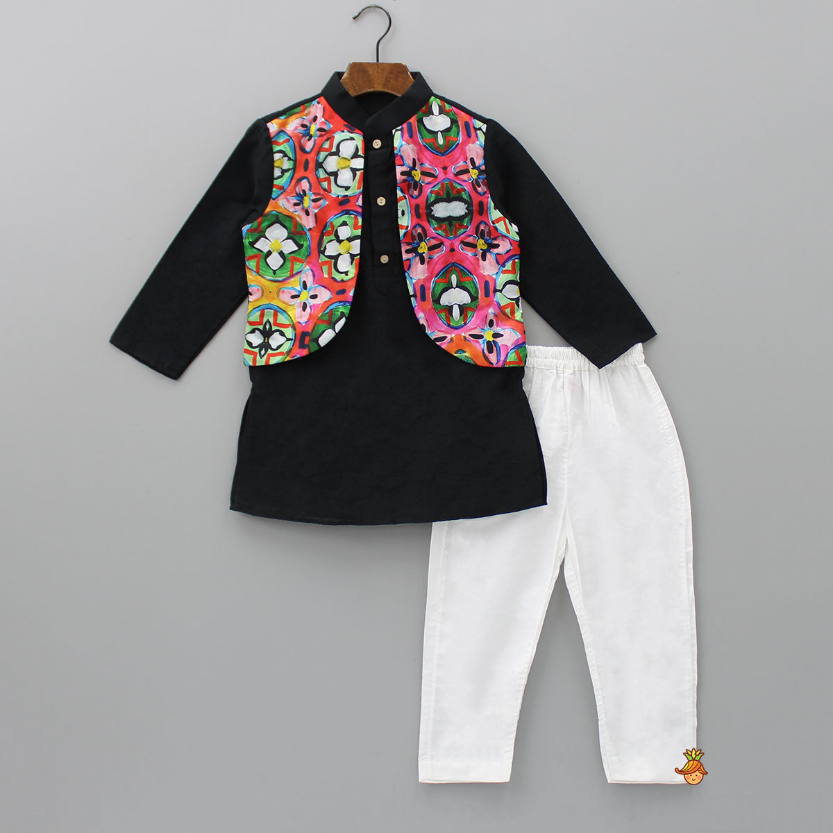Black & White Block Print Cotton Dress With Denim Jacket – Cord of Love