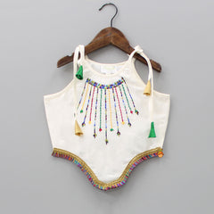 Pre Order: Asymmetric Multicolour Embroidered Top With Palazzo