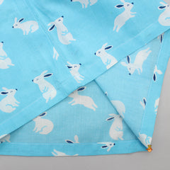 Round Neck Blue Printed Sleepwear