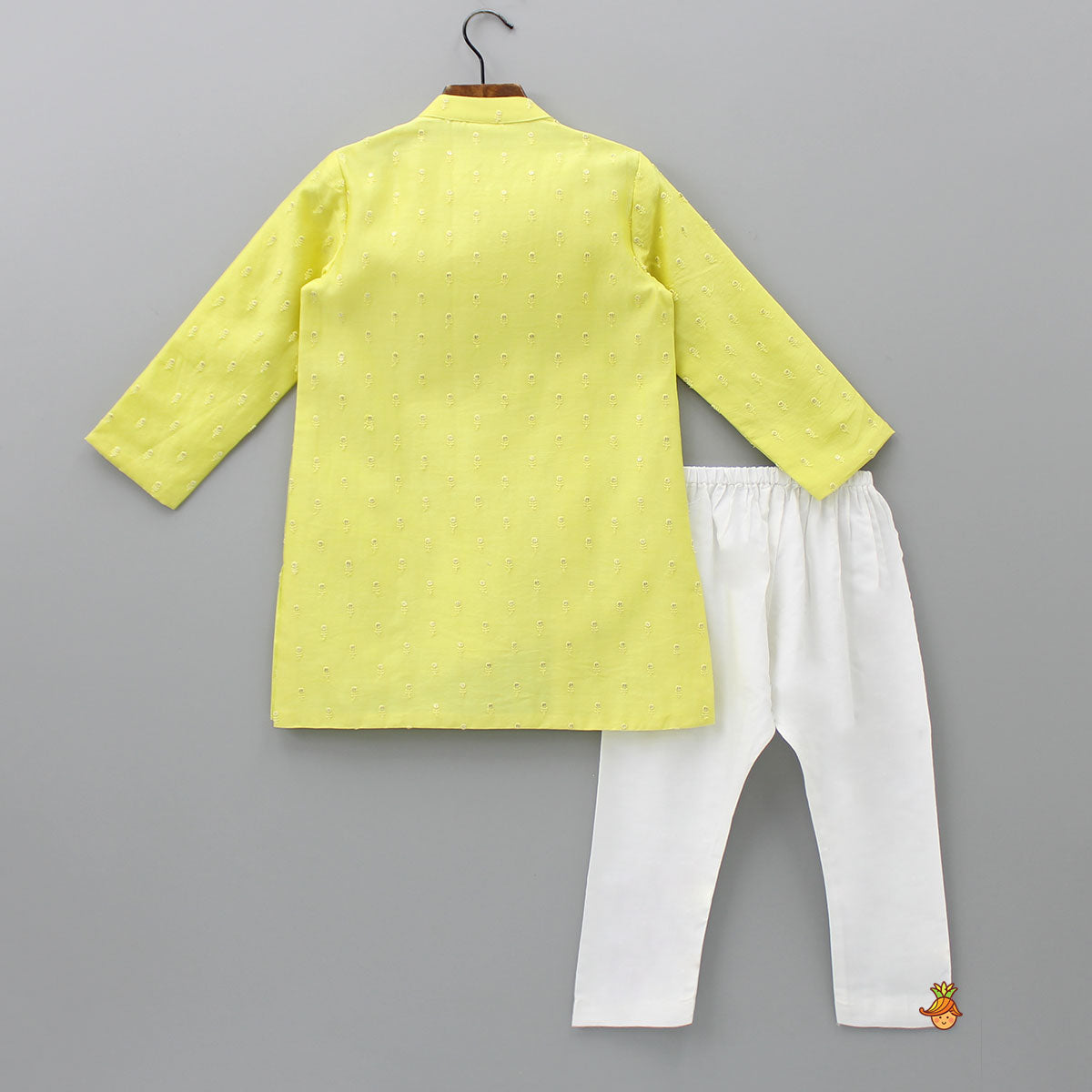 Beautiful Booti Embroidered Ethnic Yellow Kurta With Pyjama