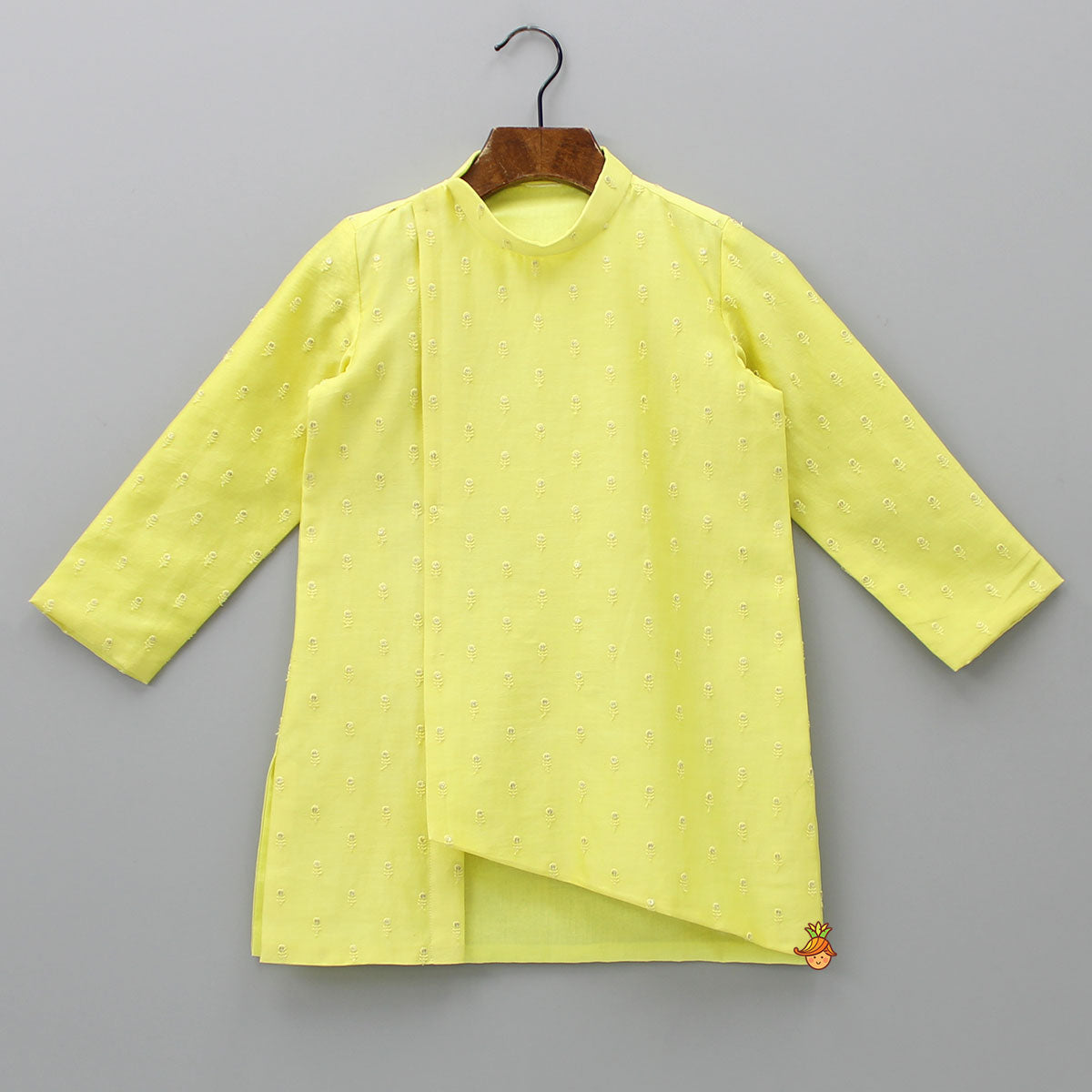 Beautiful Booti Embroidered Ethnic Yellow Kurta With Pyjama