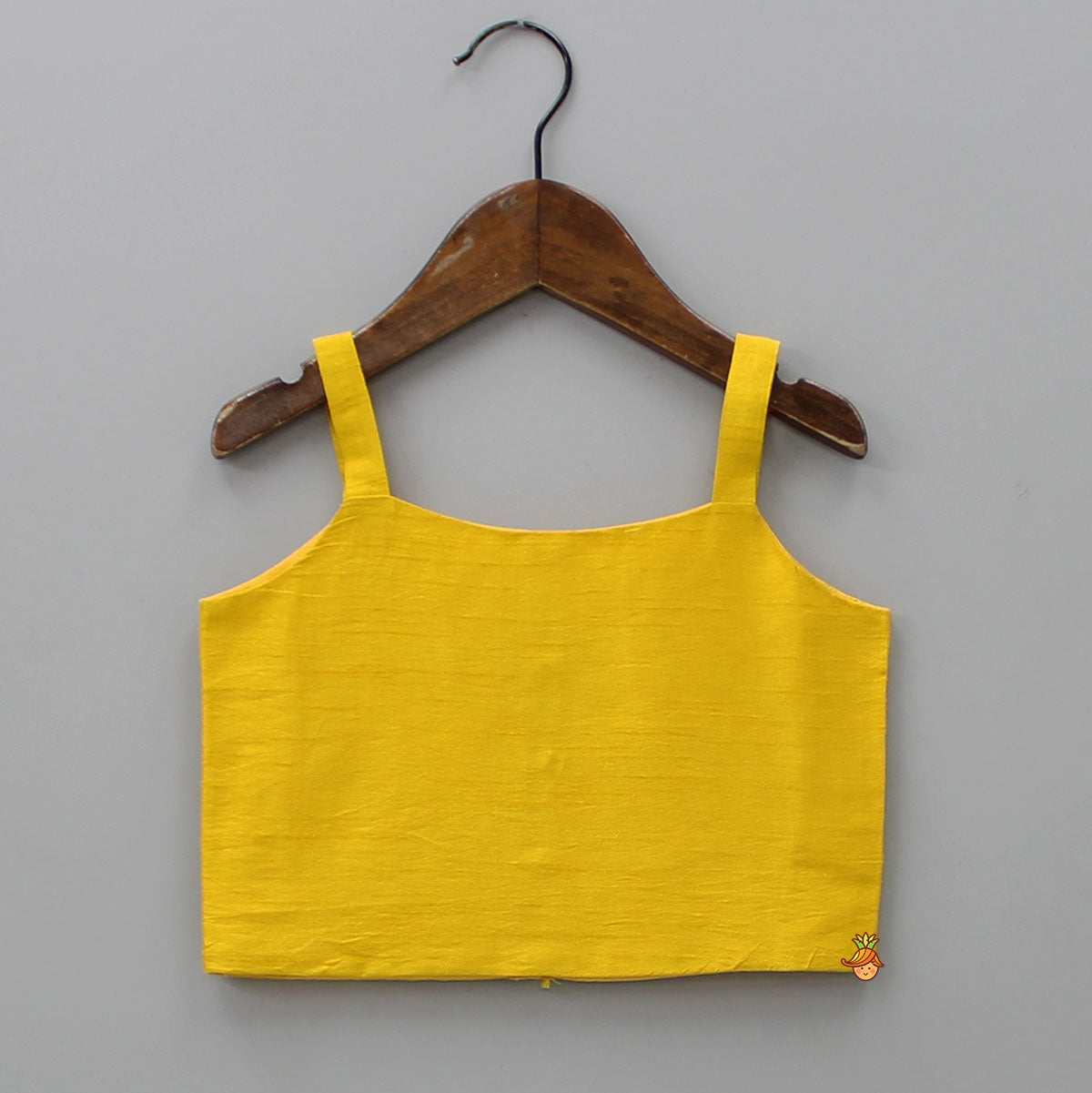 Mustard Crop Top With Notch Collar Jacket And Skirt
