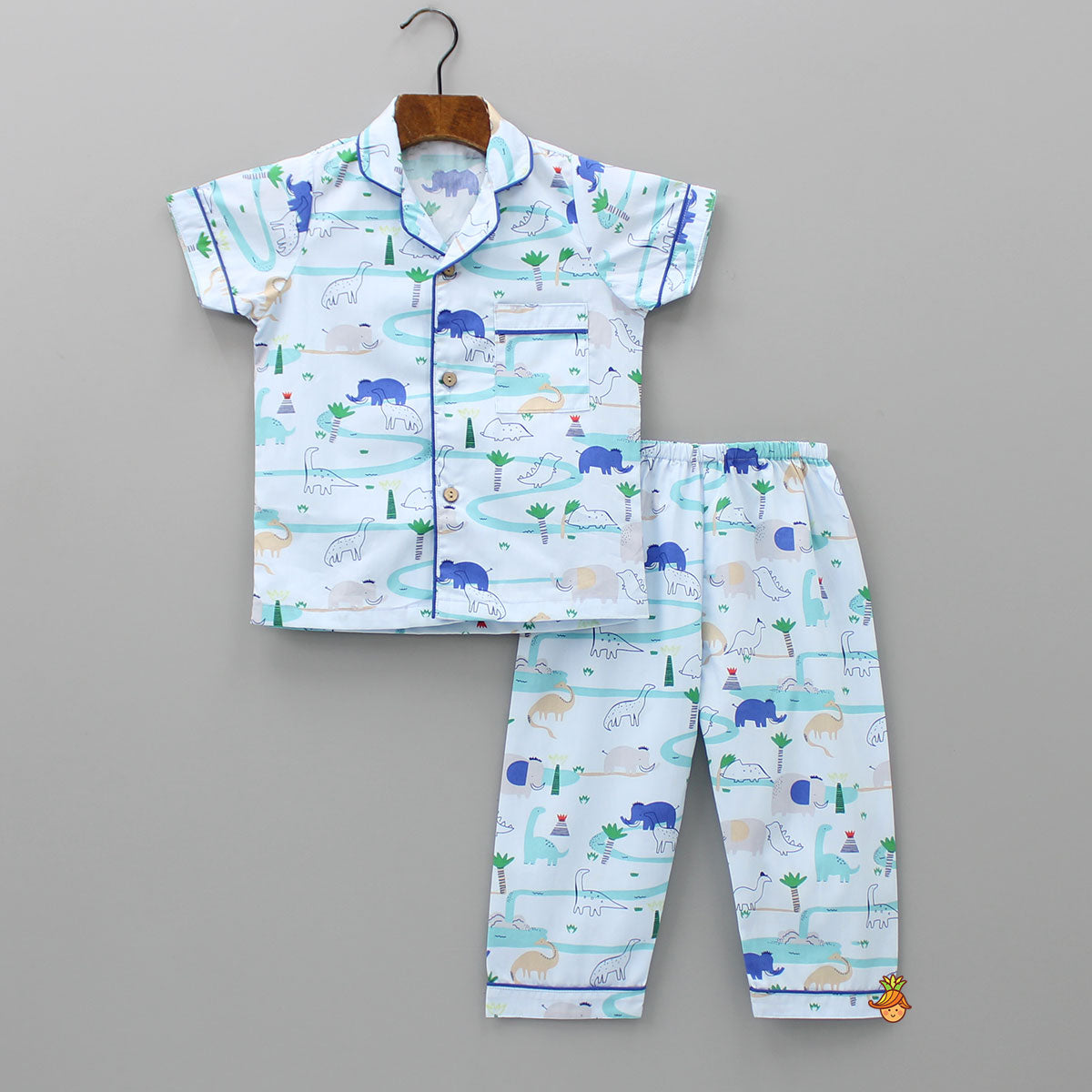 Jungle Theme Printed Blue Sleepwear