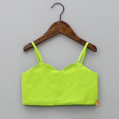 Pre Order: Contrasting Green Crop Top With Pink Jacket And Pant