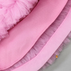 Pre Order: Embroidered Drape Ruffle Layered Pink Gown