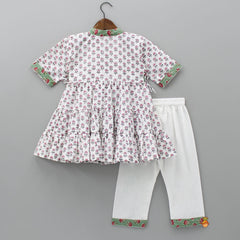 Side Knot Cotton Tiered Kurti And Pant
