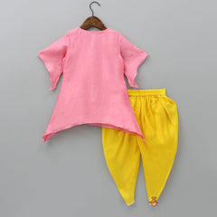 Pre Order: Stylish Sleeves Pink Top And Tulip Dhoti