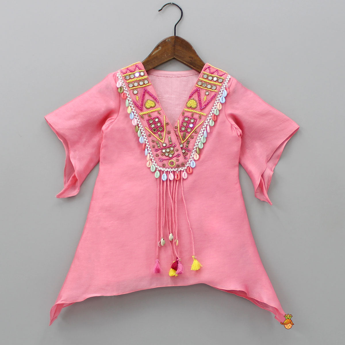 Stylish Sleeves Pink Top And Tulip Dhoti