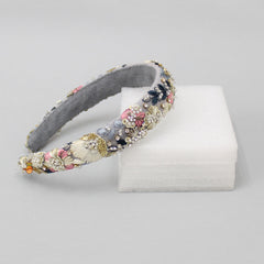 Stunning Thread Embroidered Grey Net Hair Band